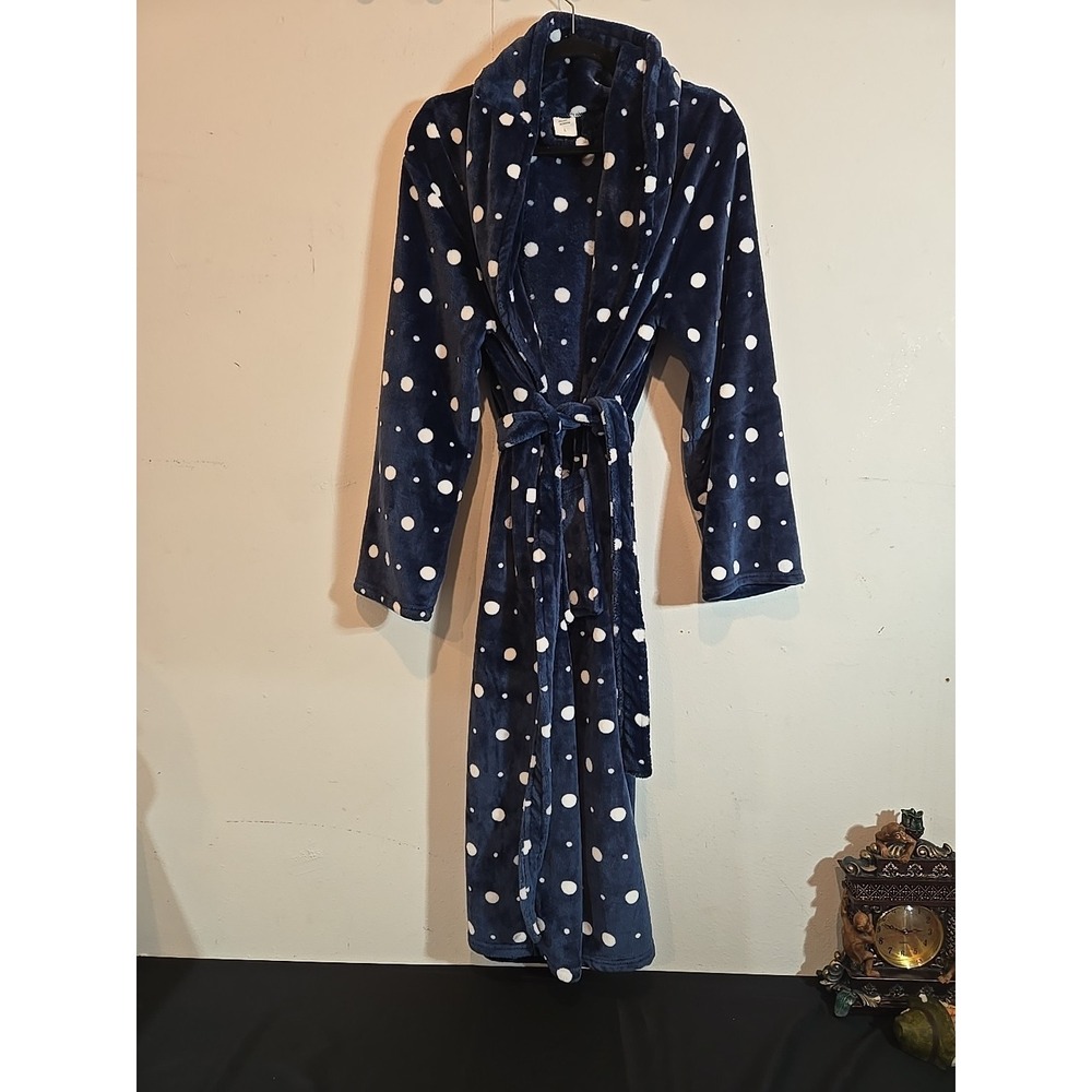 Soft Blue Polka Dot Robe | White Dots | Lightweight Lounge / Sleepwear